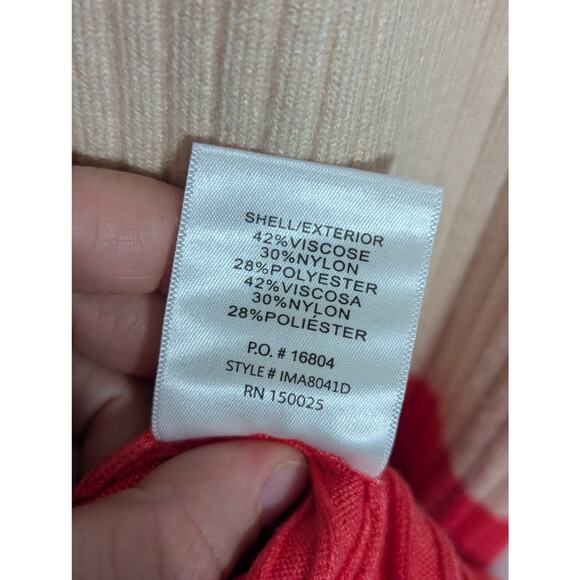 ZOCO Zoe Knit Dress Striped Sweater Maxi Cream Coral Pink Stretch Womens Small - Picture 5 of 5